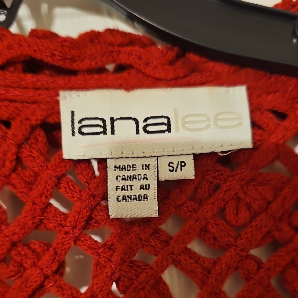 Lana Lee Open-Knit Red Button-Front Cardigan - Picture 2 of 5